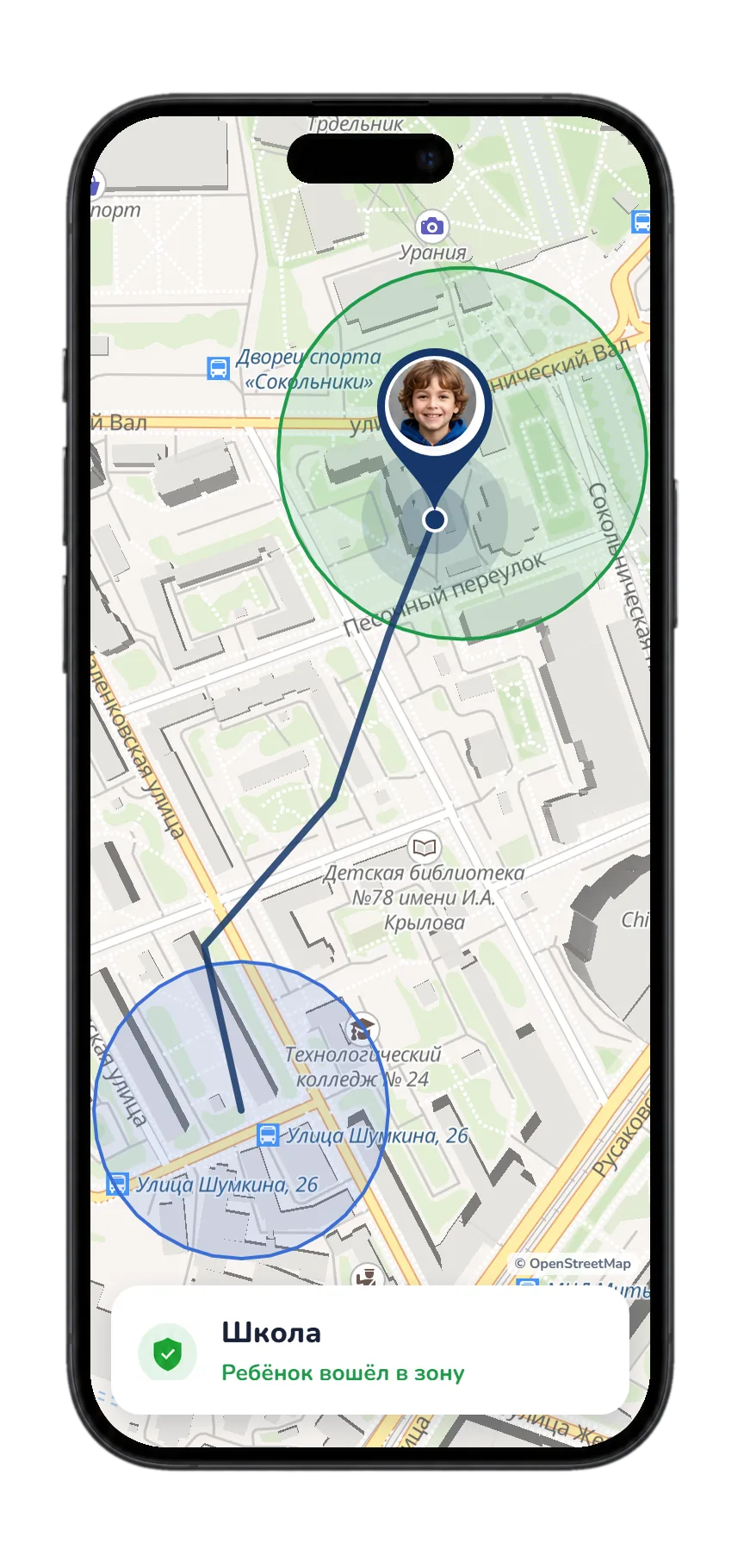 карта местоположения ребёнка в Gardion