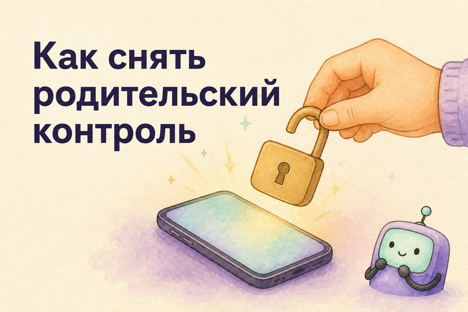 Рука снимает раскрытый замок с телефона, рядом маскот Gardion